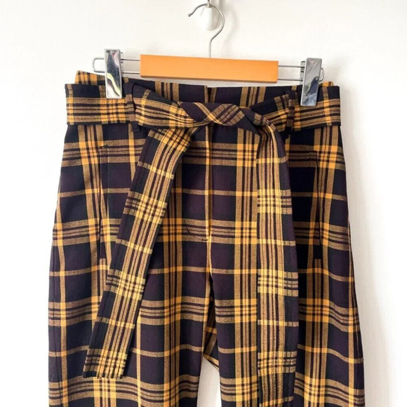 Aritzia Wilfred Tie-Front Jallade Cropped High Waisted Pant Plaid Size 2 - Picture 4 of 7